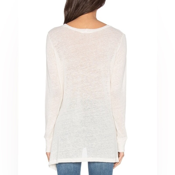 Revolve LNA Women's T-shirt Long Sleeve Torn Pocket Tee Top White Ivory Small - Picture 13 of 13